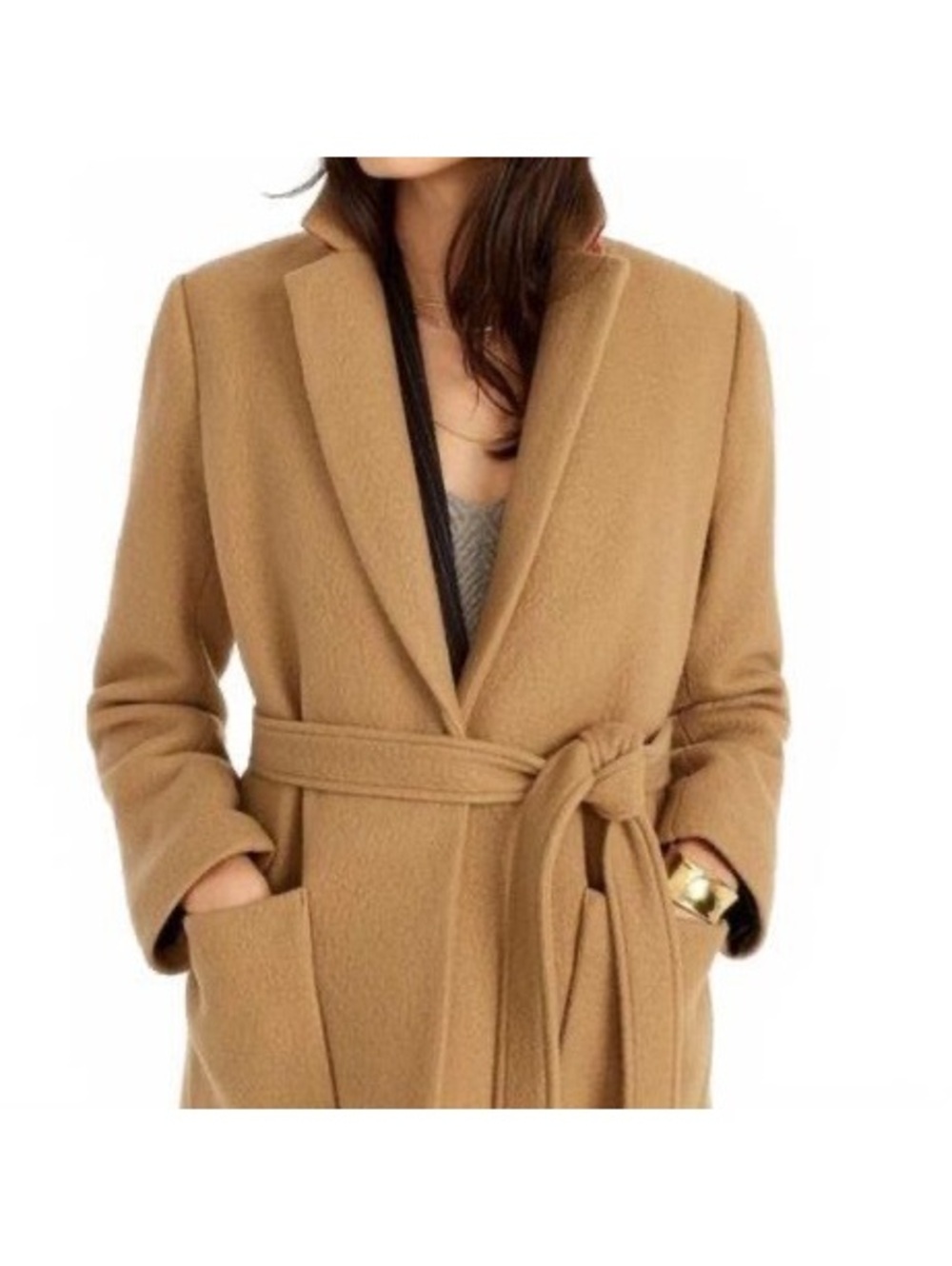 J CREW Italy Camel Blazer Belted Jacket Blazer Brown Tan Blanket Wool 0 XS
